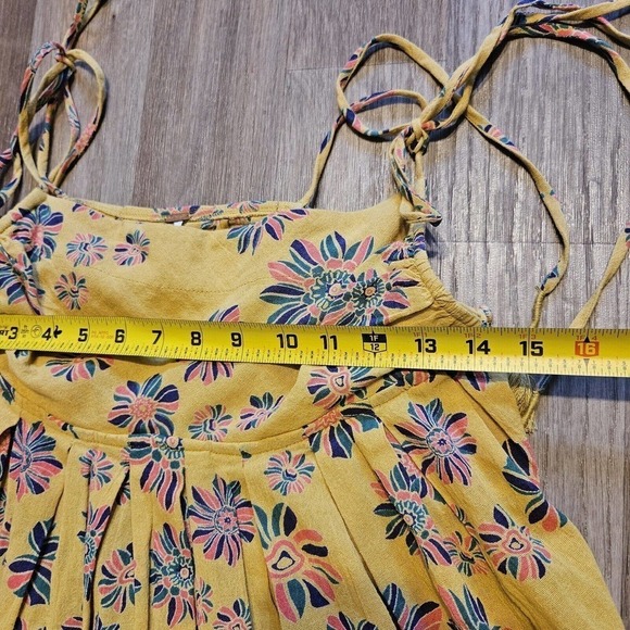 Free People Womens Indigo Molly Tunic Blouse Size XS Gilded Combo Yellow Floral - Picture 9 of 11
